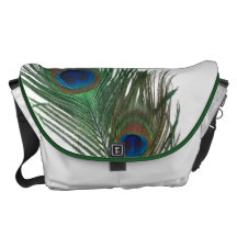 Lovely Peacock Feathers with White Courier Bags