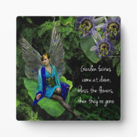 Lovely Peacock Garden Fairy and Saying Plaque