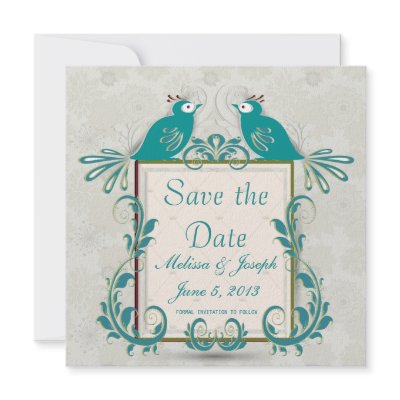lovely peacocks swirl save the date personalized announcements Zazzle_invitation