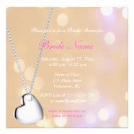 Lovely pink and silver heart  bridal shower invite