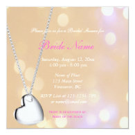Lovely pink and silver heart  bridal shower invite