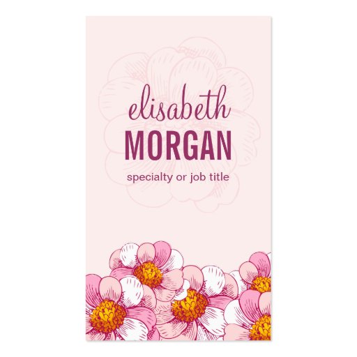 Lovely Pink Boutique Flowers Business Cards (front side)