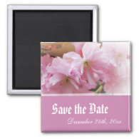 Lovely pink cherry blossom save the date wedding refrigerator magnets