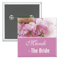 Lovely pink cherry blossom  spring wedding bride