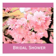 Lovely pink cherry  flowers bridal shower custom invitation