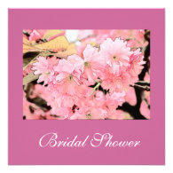 Lovely pink cherry  flowers bridal shower personalized invitation