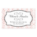 Lovely pink damask pattern out of town gift bag sticker