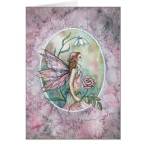 Lovely Pink Rose Fairy Art Card cards