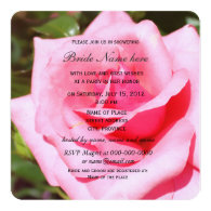 Lovely pink rose flower,sweet hearts bridal shower personalized invite