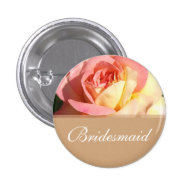 Lovely pink  rose wedding button for bridesmaid.