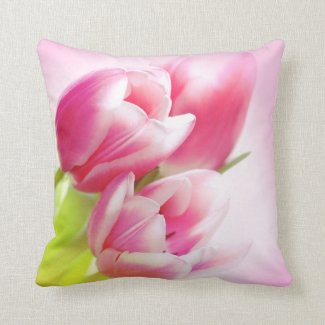 Lovely pink tulips throw pillow