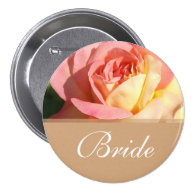 Lovely pink yellow rose wedding  button for bride