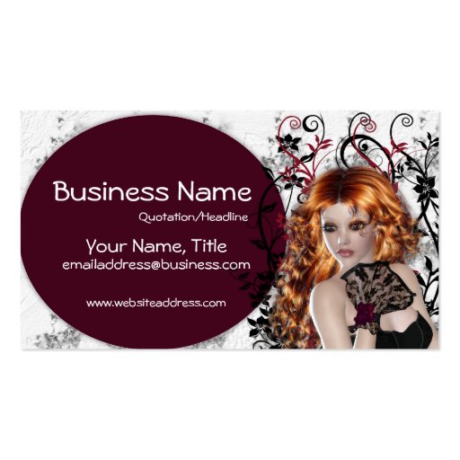 Lovely Redhead Lady  - Fantasy Business Cards (front side)