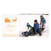 Lovely Santa Christmas Photo Card (Gold)