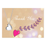 lovely silver, pink hearts wedding favor thank you business cards