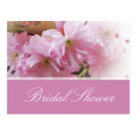 Lovely soft pink cherry blossom bridal shower post card