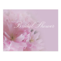 Lovely soft pink cherry blossom bridal shower postcard