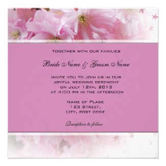 Lovely soft pink cherry blossom wedding invitation