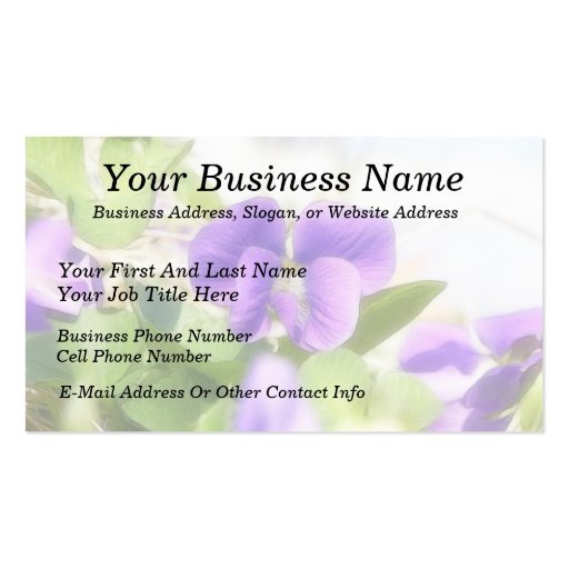 Lovely Spring Violet Business Card Template (front side)
