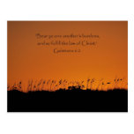 Lovely Sunset Galations 6:2 Scripture Post Card