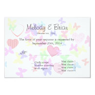 Lovely, sweet  butterflies and pink hearts RSVP Personalized Invitation