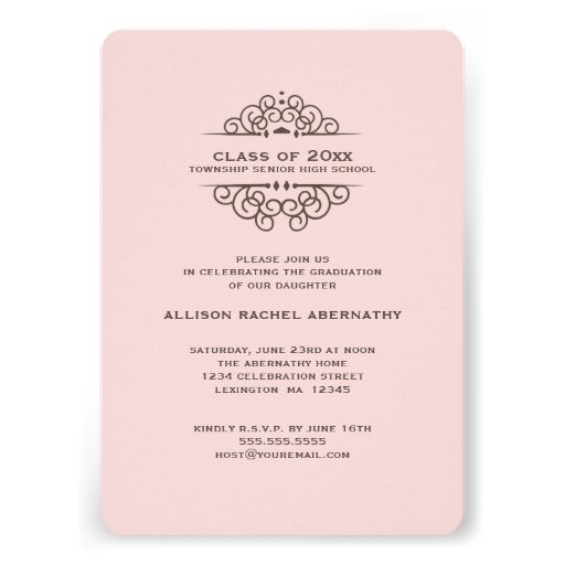 Lovely Then and Now Photo Graduation Party | Pink Custom Announcements