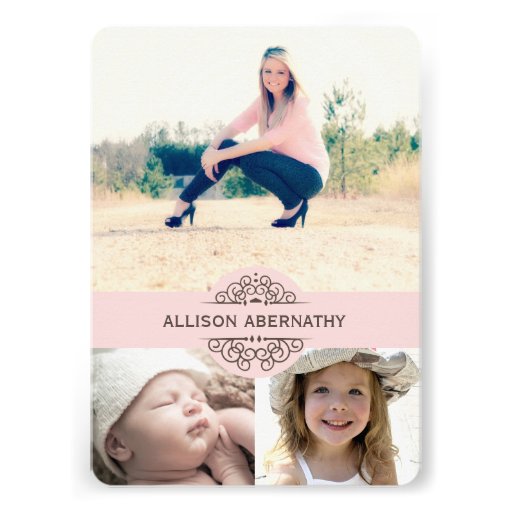 Lovely Then and Now Photo Graduation Party | Pink Custom Announcements