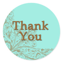 Lovely Turquoise and Chocolate Brown Thank You stickers by stickermad Lovely Turquoise and Chocolate Brown Thank You stickers