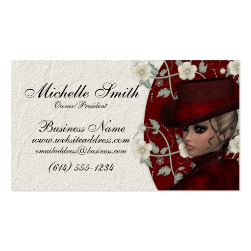 Lovely Victorian Woman w/Flowers Business Cards (front side)