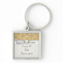 lovely vintage distressed gold damask keychain