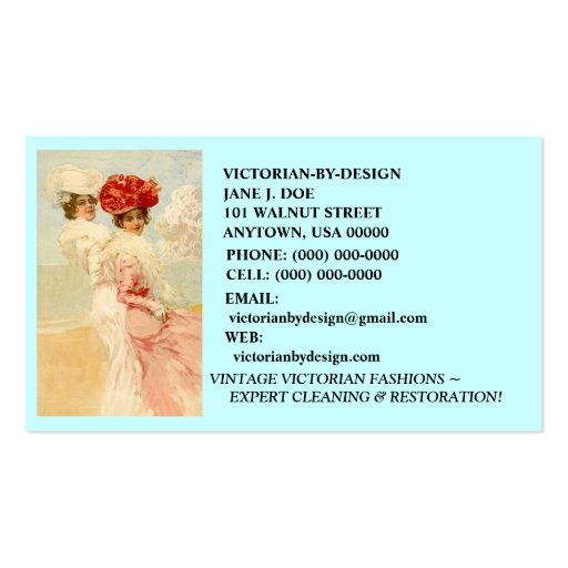 LOVELY VINTAGE VICTORIAN FASHIONS ~ BUSINESS CARDS (front side)