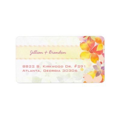 Lovely Watercolor Flowers Wedding Label