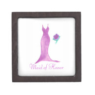 Lovely Watercolor Maid of Honor Gift Keepsake Box Premium Gift Box