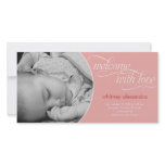 Lovely Welcome Baby Birth Announcement - Pink Photo Card Template