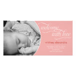Lovely Welcome Baby Birth Announcement - Pink photo cards