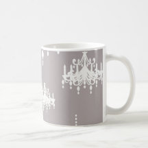 lovely white chandelier damask on grey silver mugs