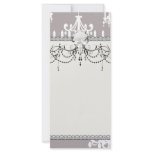lovely white chandelier damask on grey silver full color rack card