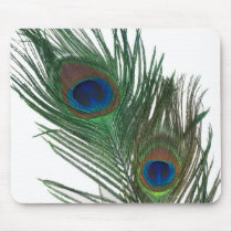 Lovely White Peacock Feather Mouse Pad