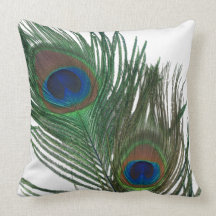 Lovely White Peacock Feather Throw Pillow