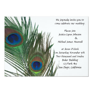 Lovely White Peacock Wedding 5x7 Paper Invitation Card