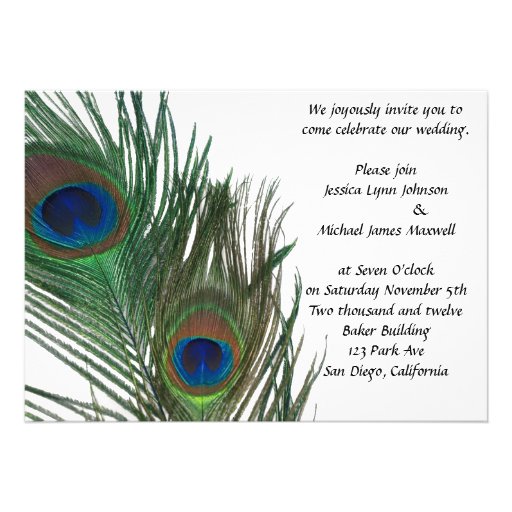 Lovely White Peacock Wedding Invite