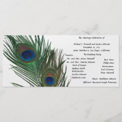 Lovely White Peacock Wedding Program Rack Cards