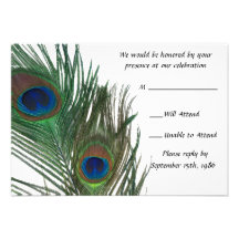 Lovely White Peacock Wedding RSVP Custom Invite
