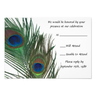 Lovely White Peacock Wedding RSVP Custom Invite