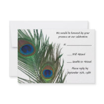 Lovely White Peacock Wedding RSVP Custom Invite