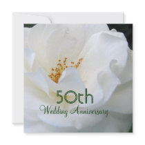 Lovely White Rose 50th Anniversary Invitation