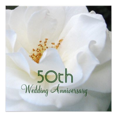 Lovely White Rose 50th Anniversary Invitation