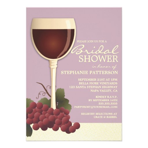 Lovely Wine & Grapes Bridal Shower Invitation