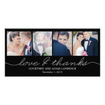 Lovely Writing Wedding Thank You Cards - Black Photo Card