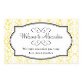 Lovely yellow damask pattern out of town gift bag rectangle stickers